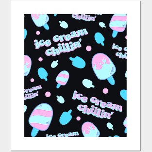 Aesthetic Bubblegum Ice Cream Chillin' Logo Design Posters and Art